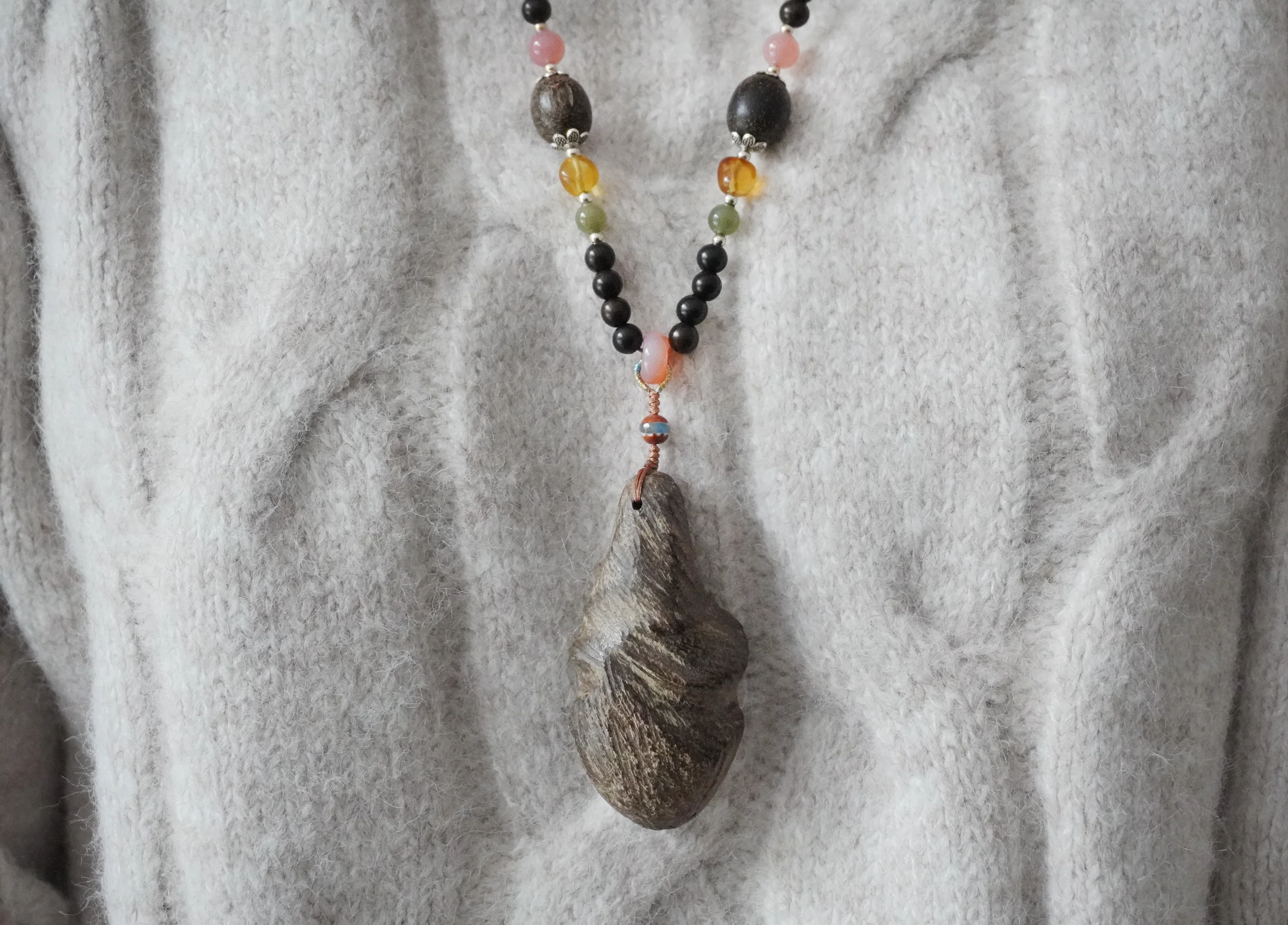 Agarwood Pendant Sweater Chain | The Perfect Blend of Nature and Elegance
