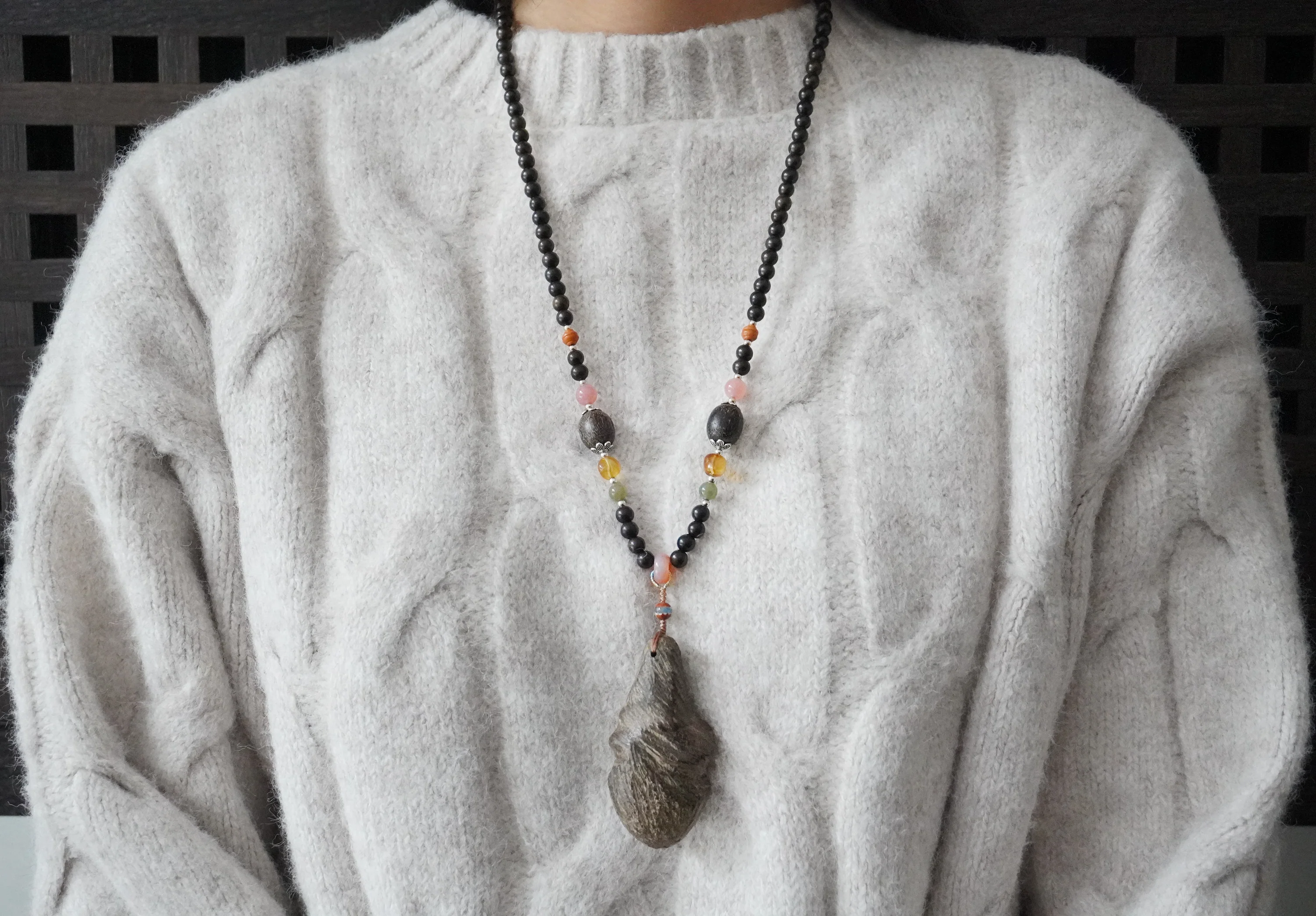 Agarwood Pendant Sweater Chain | The Perfect Blend of Nature and Elegance